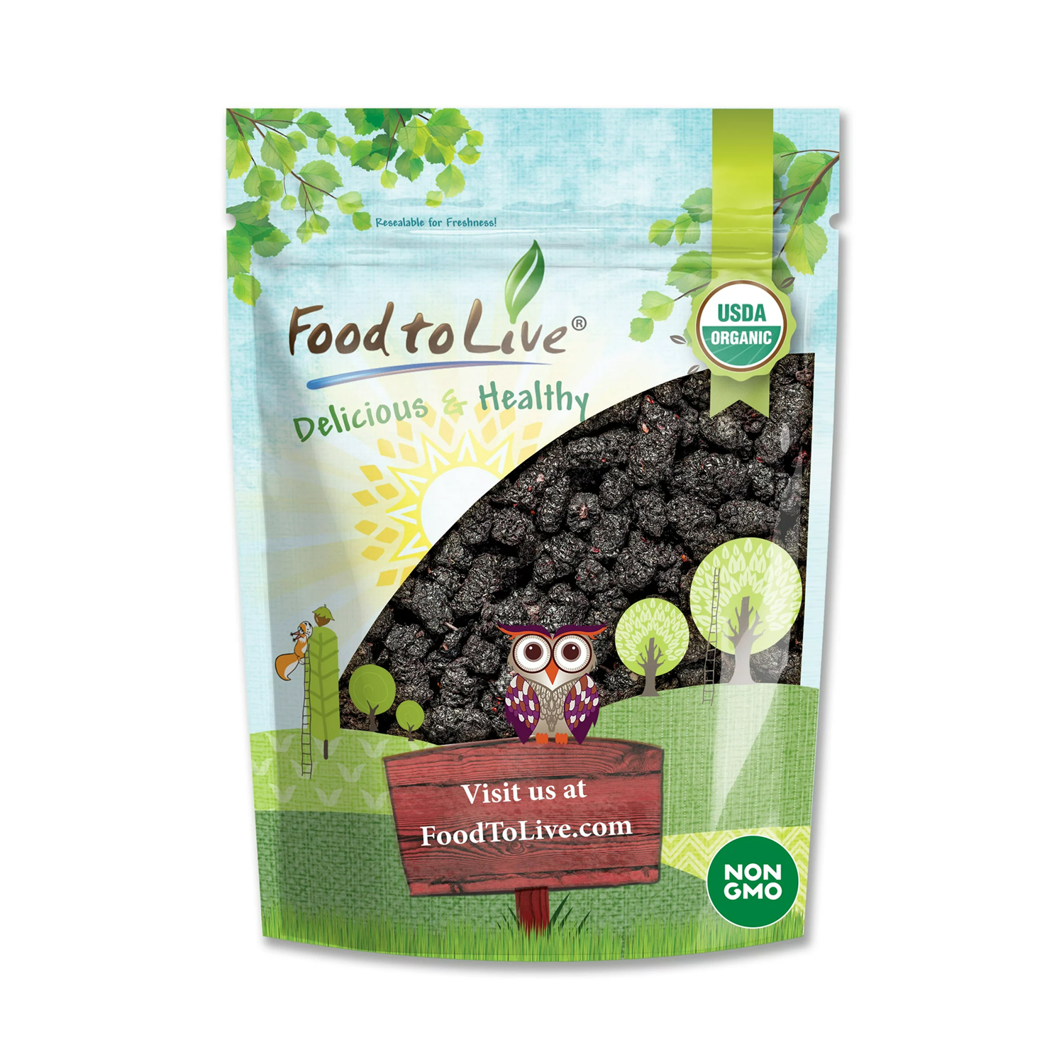 Organic Black Mulberries, 2 Pounds โ Non-GMO, Raw, Vegan โ by Food to Live