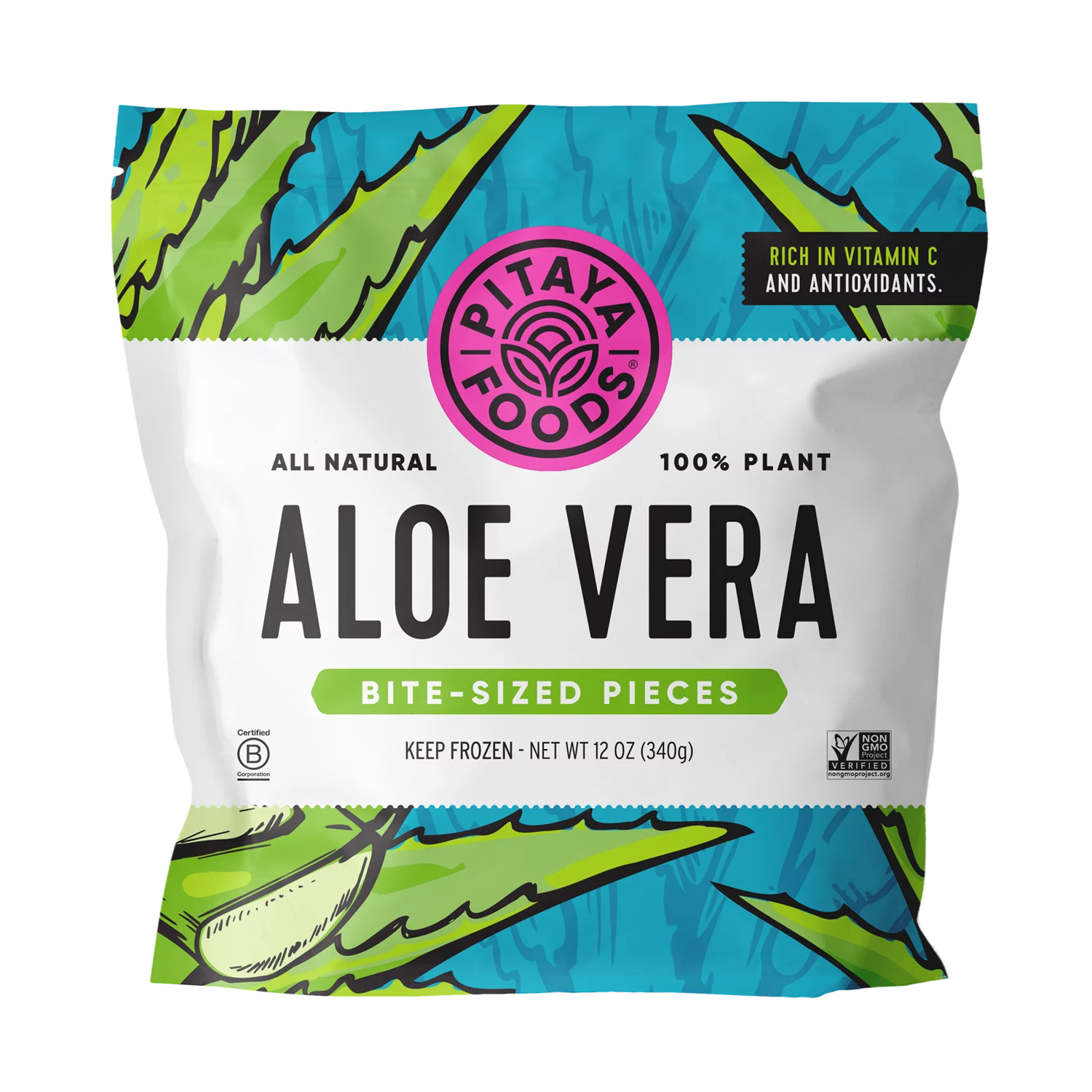 Pitaya Foods Frozen Aloe Bite Sized Pieces for Smoothies, 12oz, 1 Pk