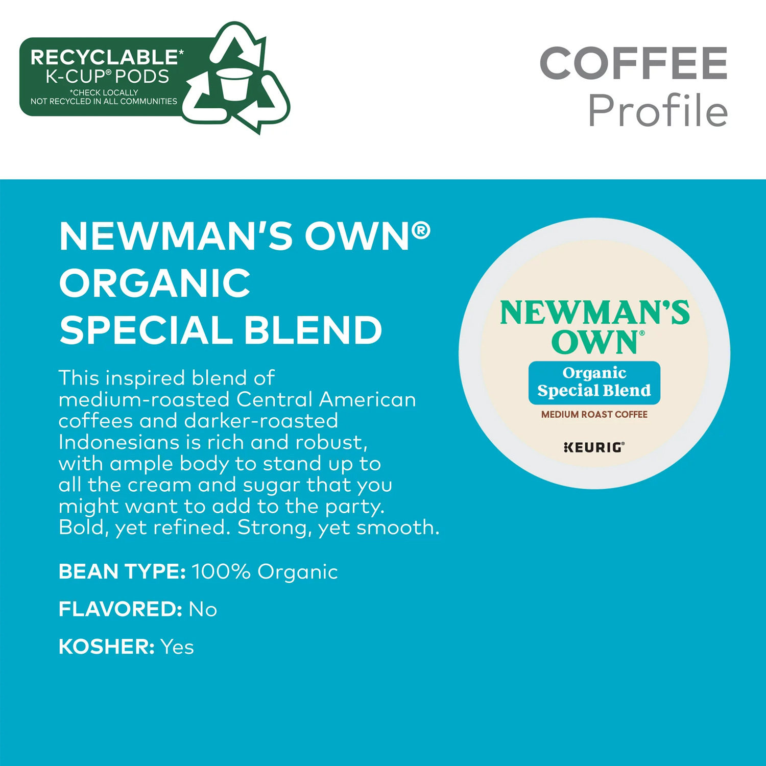 Newman's Own Organics, Special Blend, Medium Roast K-Cup Coffee Pods, 24 - Image 4